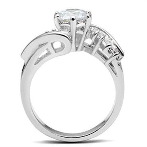 SS043 - Silver 925 Sterling Silver Ring with AAA Grade CZ in Clear - Alamode - Flyclothing LLC