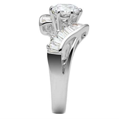 SS043 - Silver 925 Sterling Silver Ring with AAA Grade CZ in Clear - Alamode - Flyclothing LLC
