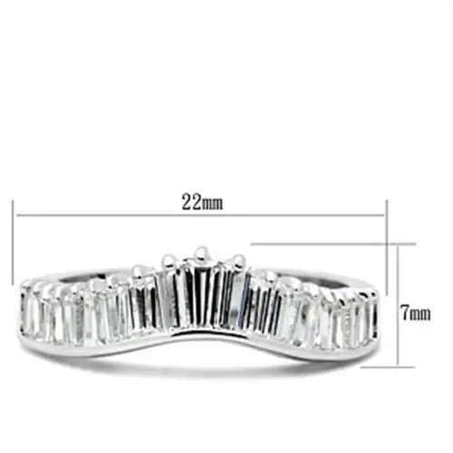SS044 - Silver 925 Sterling Silver Ring with AAA Grade CZ in Clear - Alamode - Flyclothing LLC