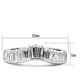 SS044 - Silver 925 Sterling Silver Ring with AAA Grade CZ  in Clear - Alamode