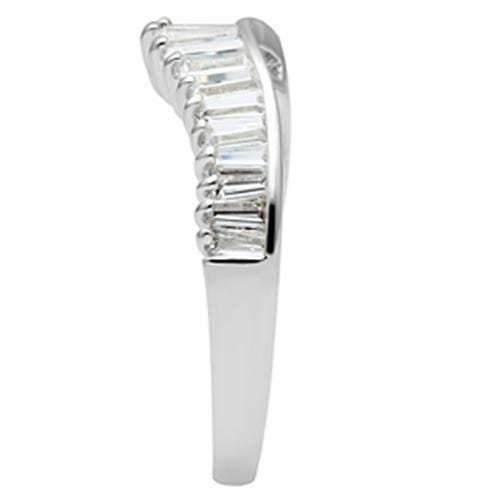SS044 - Silver 925 Sterling Silver Ring with AAA Grade CZ in Clear - Alamode - Flyclothing LLC