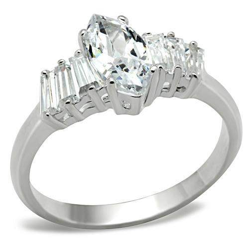SS045 - Silver 925 Sterling Silver Ring with AAA Grade CZ in Clear - Alamode - Flyclothing LLC