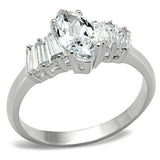 SS045 - Silver 925 Sterling Silver Ring with AAA Grade CZ in Clear - Alamode - Flyclothing LLC