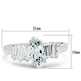 SS045 - Silver 925 Sterling Silver Ring with AAA Grade CZ  in Clear - Alamode
