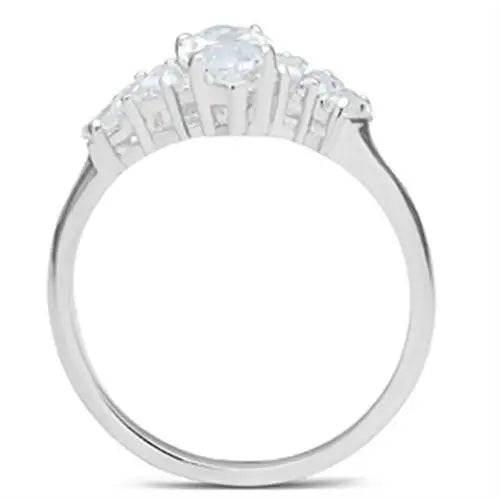 SS045 - Silver 925 Sterling Silver Ring with AAA Grade CZ in Clear - Alamode - Flyclothing LLC