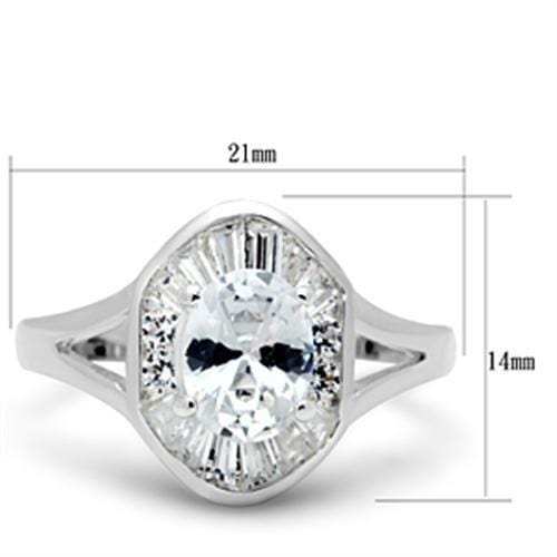 SS046 - Silver 925 Sterling Silver Ring with AAA Grade CZ in Clear - Alamode - Flyclothing LLC