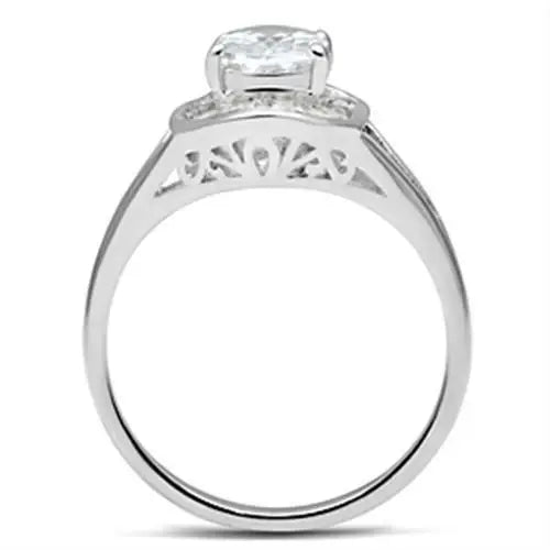 SS046 - Silver 925 Sterling Silver Ring with AAA Grade CZ in Clear - Alamode - Flyclothing LLC