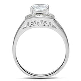 SS046 - Silver 925 Sterling Silver Ring with AAA Grade CZ  in Clear - Alamode