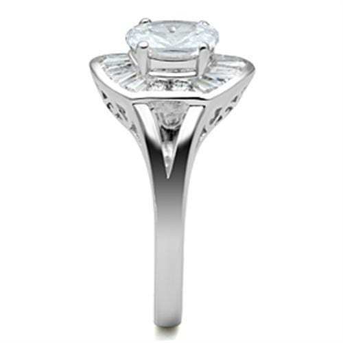 SS046 - Silver 925 Sterling Silver Ring with AAA Grade CZ in Clear - Alamode - Flyclothing LLC
