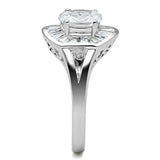 SS046 - Silver 925 Sterling Silver Ring with AAA Grade CZ  in Clear - Alamode