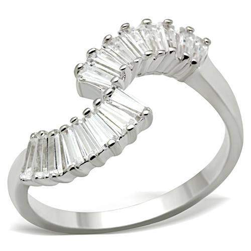 SS047 - Silver 925 Sterling Silver Ring with AAA Grade CZ in Clear - Alamode - Flyclothing LLC