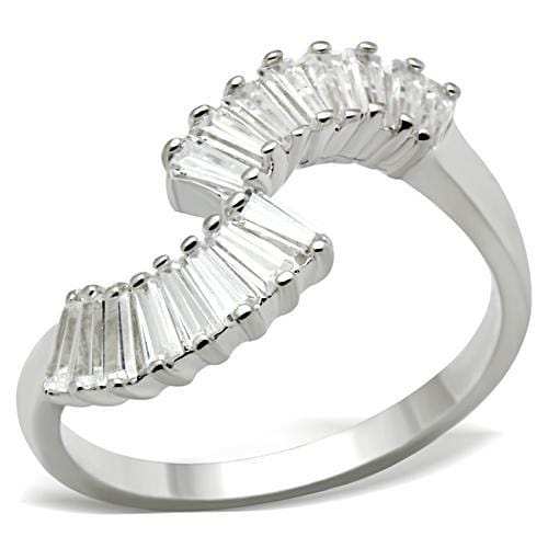 SS047 - Silver 925 Sterling Silver Ring with AAA Grade CZ in Clear - Alamode - Flyclothing LLC