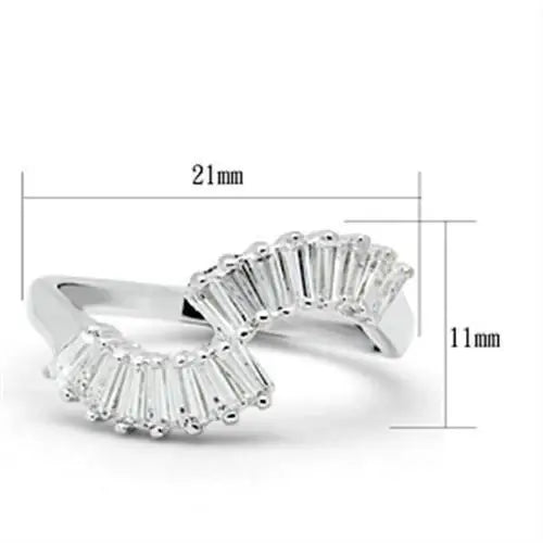 SS047 - Silver 925 Sterling Silver Ring with AAA Grade CZ in Clear - Alamode - Flyclothing LLC