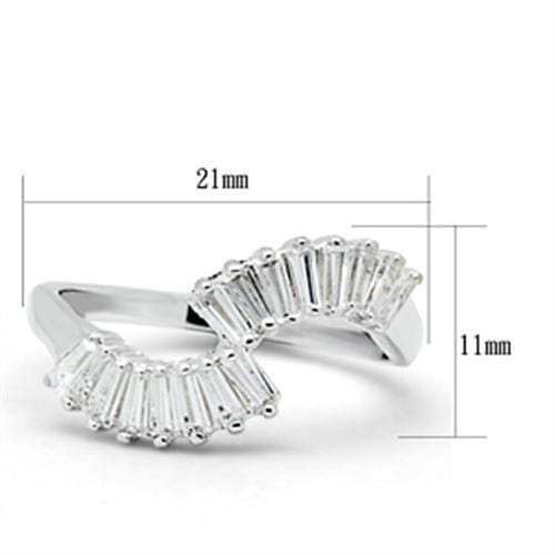 SS047 - Silver 925 Sterling Silver Ring with AAA Grade CZ in Clear - Alamode - Flyclothing LLC