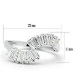 SS047 - Silver 925 Sterling Silver Ring with AAA Grade CZ  in Clear - Alamode