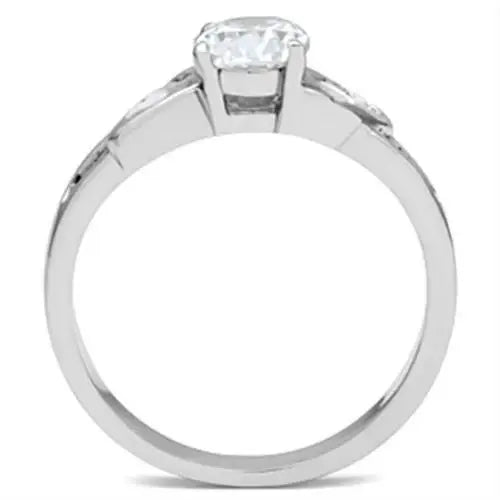 SS048 - Silver 925 Sterling Silver Ring with AAA Grade CZ in Clear - Alamode - Flyclothing LLC