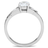 SS048 - Silver 925 Sterling Silver Ring with AAA Grade CZ  in Clear - Alamode