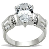 SS049 - Silver 925 Sterling Silver Ring with AAA Grade CZ  in Clear - Alamode