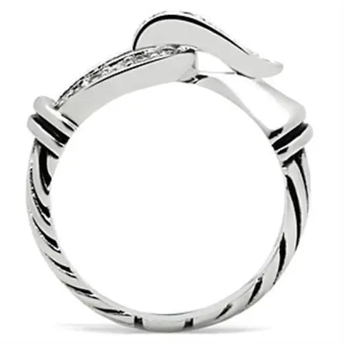 SS050 - Silver 925 Sterling Silver Ring with AAA Grade CZ in Clear - Alamode - Flyclothing LLC