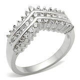 SS051 - Silver 925 Sterling Silver Ring with AAA Grade CZ  in Clear - Alamode