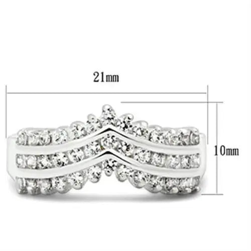 SS051 - Silver 925 Sterling Silver Ring with AAA Grade CZ in Clear - Alamode - Flyclothing LLC