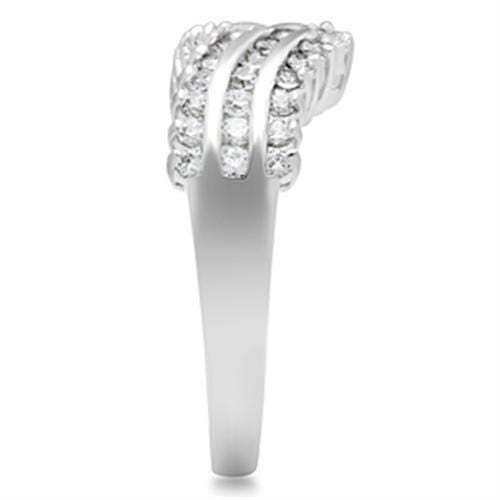 SS051 - Silver 925 Sterling Silver Ring with AAA Grade CZ in Clear - Alamode - Flyclothing LLC