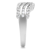 SS051 - Silver 925 Sterling Silver Ring with AAA Grade CZ  in Clear