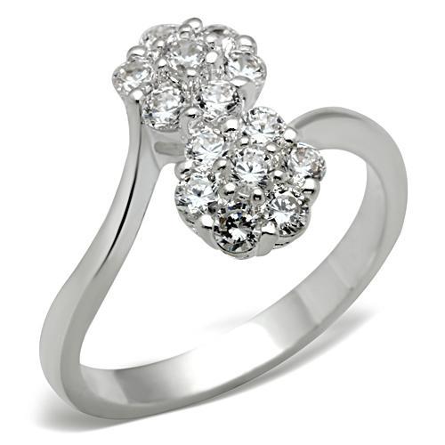 SS052 - Silver 925 Sterling Silver Ring with AAA Grade CZ  in Clear - Alamode