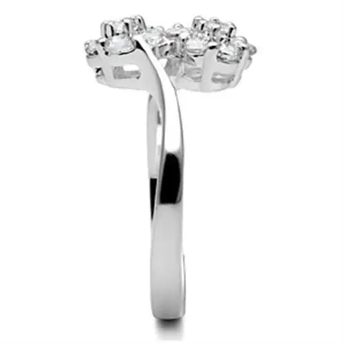 SS052 - Silver 925 Sterling Silver Ring with AAA Grade CZ in Clear - Alamode - Flyclothing LLC