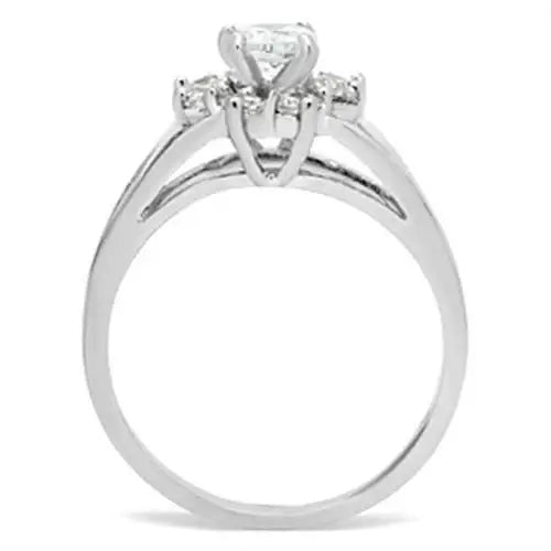 SS053 - Silver 925 Sterling Silver Ring with AAA Grade CZ in Clear - Alamode - Flyclothing LLC
