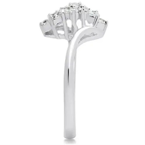 SS054 - Silver 925 Sterling Silver Ring with AAA Grade CZ in Clear - Alamode - Flyclothing LLC