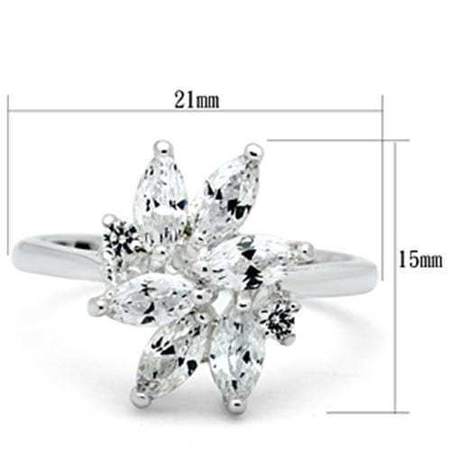 SS055 - Silver 925 Sterling Silver Ring with AAA Grade CZ in Clear - Alamode - Flyclothing LLC