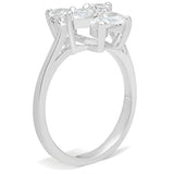 SS055 - Silver 925 Sterling Silver Ring with AAA Grade CZ  in Clear - Alamode