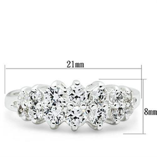 SS056 - Silver 925 Sterling Silver Ring with AAA Grade CZ in Clear - Alamode - Flyclothing LLC