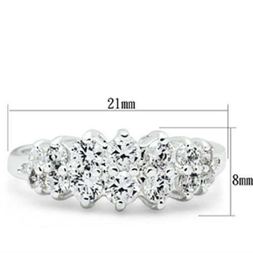 SS056 - Silver 925 Sterling Silver Ring with AAA Grade CZ in Clear - Alamode - Flyclothing LLC