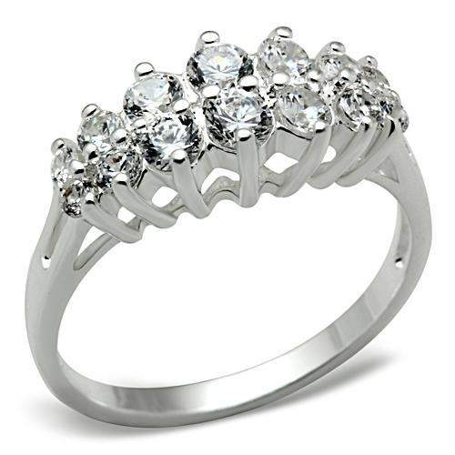 SS056 - Silver 925 Sterling Silver Ring with AAA Grade CZ in Clear - Alamode - Flyclothing LLC
