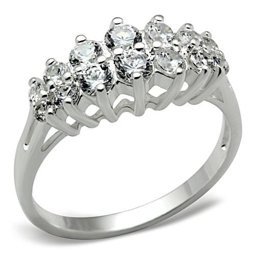 SS056 - Silver 925 Sterling Silver Ring with AAA Grade CZ  in Clear - Alamode