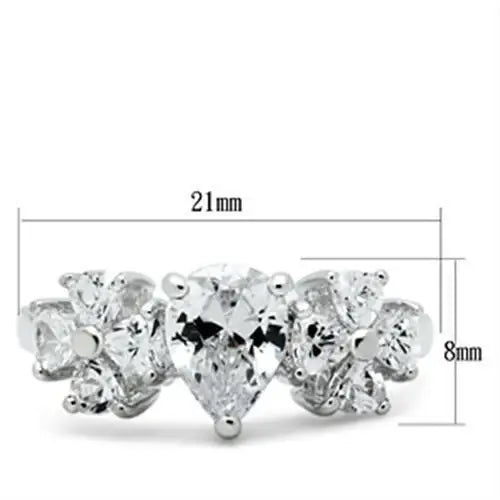 SS057 - Silver 925 Sterling Silver Ring with AAA Grade CZ in Clear - Alamode - Flyclothing LLC