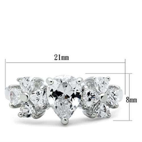 SS057 - Silver 925 Sterling Silver Ring with AAA Grade CZ in Clear - Alamode - Flyclothing LLC