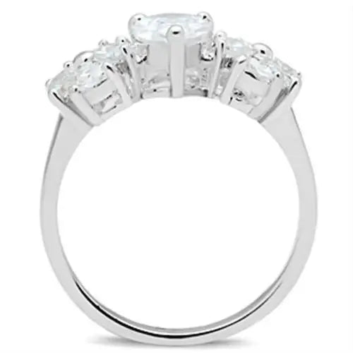 SS057 - Silver 925 Sterling Silver Ring with AAA Grade CZ in Clear - Alamode - Flyclothing LLC