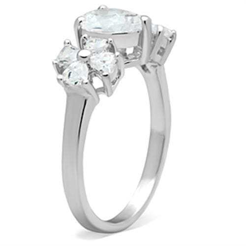 SS057 - Silver 925 Sterling Silver Ring with AAA Grade CZ in Clear - Alamode - Flyclothing LLC