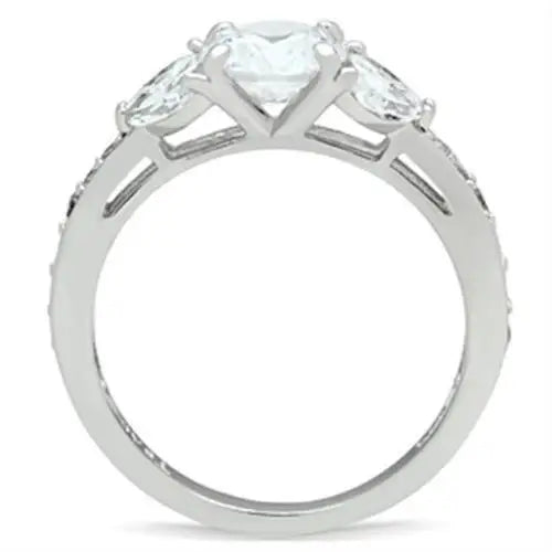 SS059 - Silver 925 Sterling Silver Ring with AAA Grade CZ in Clear - Alamode - Flyclothing LLC