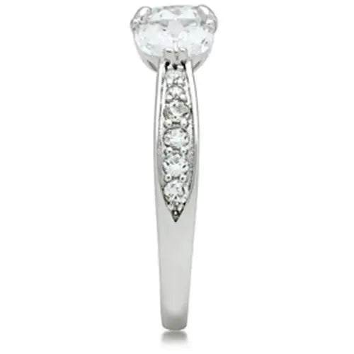 SS059 - Silver 925 Sterling Silver Ring with AAA Grade CZ in Clear - Alamode - Flyclothing LLC