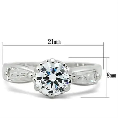 SS060 - Silver 925 Sterling Silver Ring with AAA Grade CZ in Clear - Alamode - Flyclothing LLC