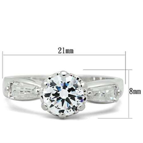 SS060 - Silver 925 Sterling Silver Ring with AAA Grade CZ in Clear - Alamode - Flyclothing LLC