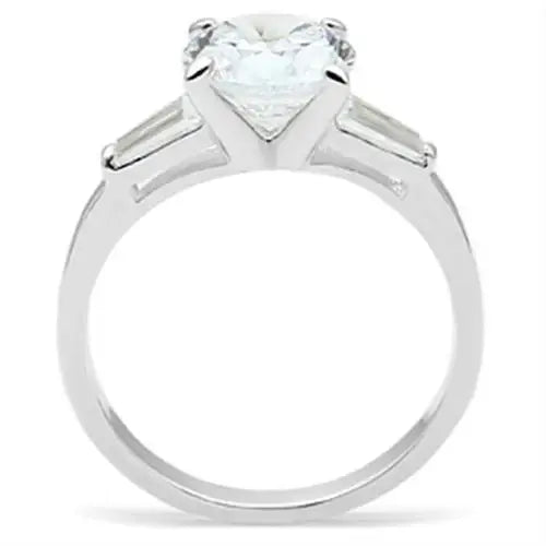 SS061 - Silver 925 Sterling Silver Ring with AAA Grade CZ in Clear - Alamode - Flyclothing LLC