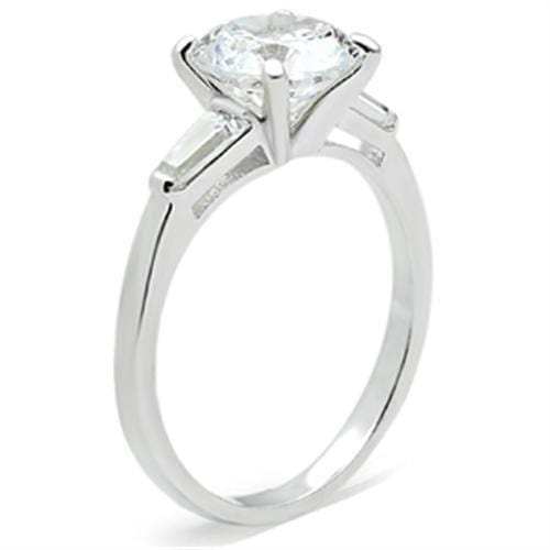 SS061 - Silver 925 Sterling Silver Ring with AAA Grade CZ in Clear - Alamode - Flyclothing LLC