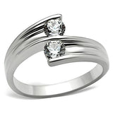 SS064 - Silver 925 Sterling Silver Ring with AAA Grade CZ  in Clear - Alamode