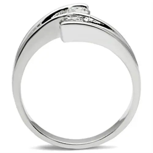 SS064 - Silver 925 Sterling Silver Ring with AAA Grade CZ in Clear - Alamode - Flyclothing LLC