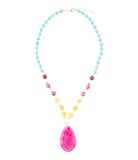 St. Augustine Pink Agate Golden Pendant Necklace - Barse Jewelry